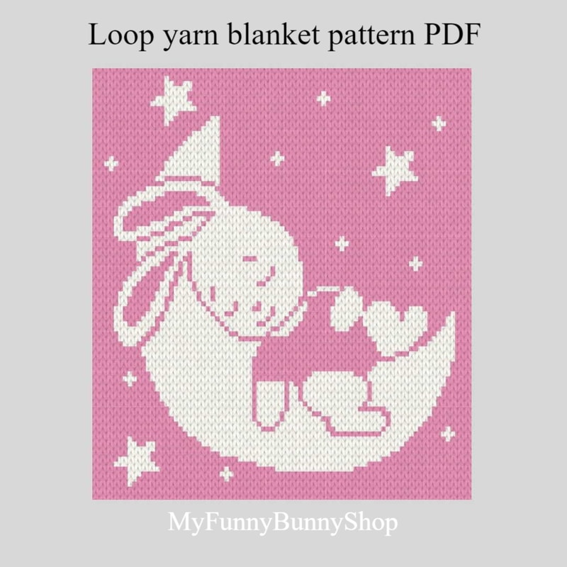 Loop yarn finger knitted Bunny on the Moon blanket pattern P | Inspire ...