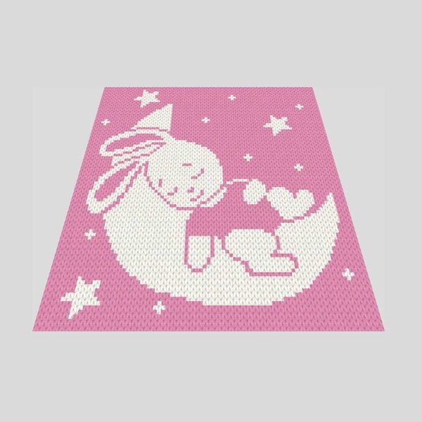 Loop yarn finger knitted Bunny on the Moon blanket pattern P | Inspire ...