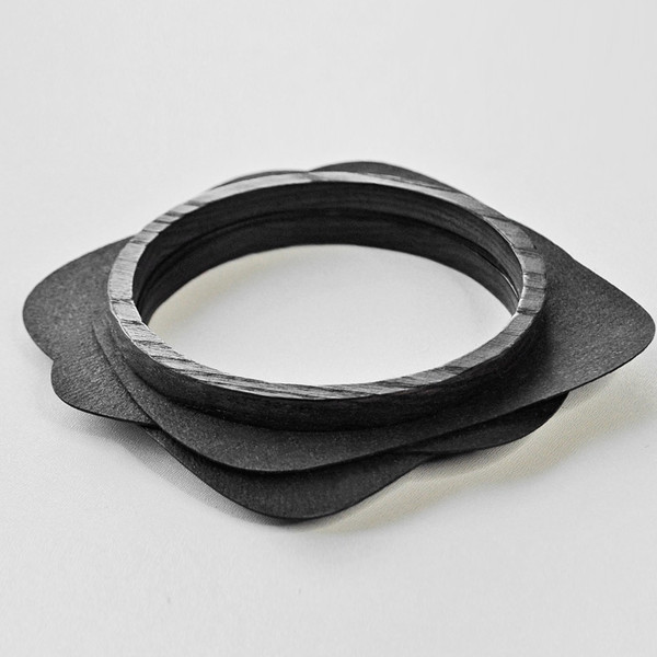 black craft textile and wood bracelet 3