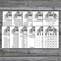Birthday Games for Him Bundle,Bow Tie Adult birthday games bundle,Printable Birthday Games for Him