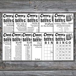Birthday Games for Him Bundle,Cheers and beers Adult birthday games bundle,Printable Birthday Games for Him