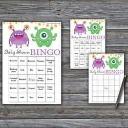 60 Monster Baby Shower Bingo Cards,Funny Monster Baby Shower Bingo Games,Printable Baby Shower Bingo Cards--382