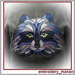 Raccoon art embroidery Digital Machine embroidery design