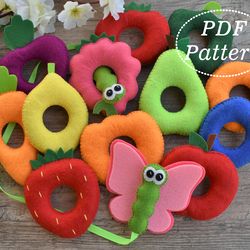 very hungry caterpillar felt lacing toy for toddlers set of 12 fruits and vegetables felt pdf pattern