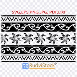 Polynesian tattoo line sleeve design. Tribal Svg. Samoan band tribal tattoo design.