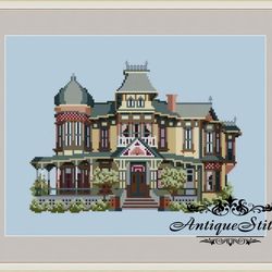 024 Victorians Across America Cross Stitch Pattern PDF Morey Mansion Victorian House Nature Compatible Pattern Keeper