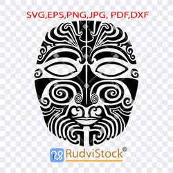 Tribal Svg. Maori mask design stencil