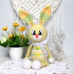 Crochet bunny pattern PDF in English  Amigurumi stuffed rabbit Gift baby DIY Hare toy long legs
