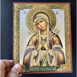 The Softening of Evil Hearts the Mother of God | Gold foiled icon | Inspirational Icon Decor| Size: 8 3/4"x7 1/4"