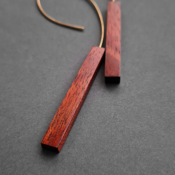red wooden earrings