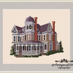 034 Long-Waterman House Cross Stitch Pattern PDF Victorian House San Diego California Nature Compatible Pattern Keeper