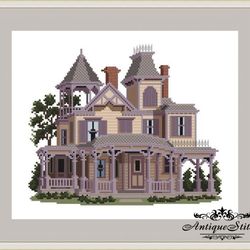 051 Rose Lawn Victorian House Cross Stitch Pattern PDF New Jersey Victorians Across America Compatible Pattern Keeper