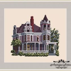 054 St. Paul Queen Anne Victorian House Cross Stitch Pattern PDF Victorians Across America Compatible Pattern Keeper