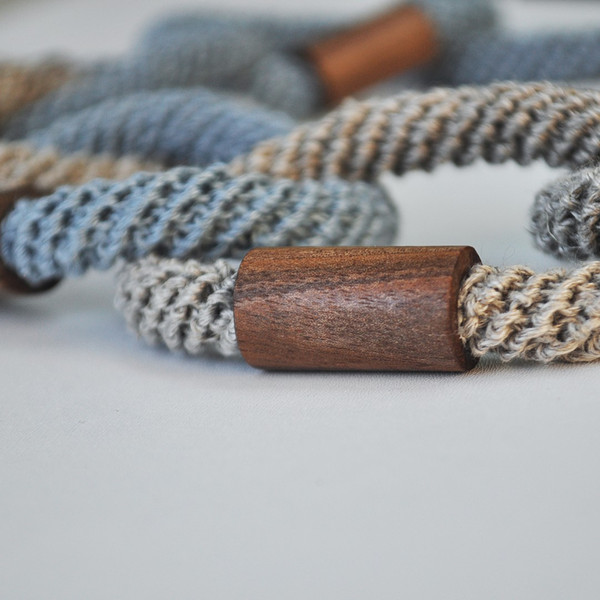 wooden element on crocheted cord 1