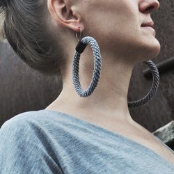 Big crocheted ring earrings