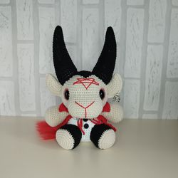 Dracula baphomet plush, Plushie demon, Kawaii decor, Stuff crochet animal, Gothic spooky toy, Halloween gift idea,