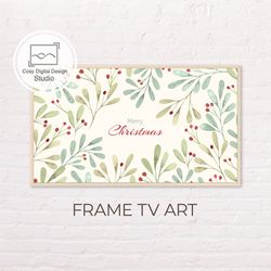 Samsung Frame TV Art | 4k Vintage Christmas Flowers Art for The Frame Tv | Digital Art Frame Tv | Winter Merry Holidays