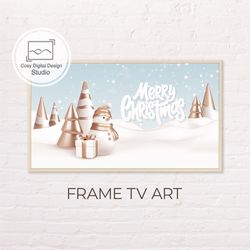 Samsung Frame TV Art | 4k Snowy Landscape Christmas Tree and Snowman Art for Frame Tv | Digital Art Frame Tv