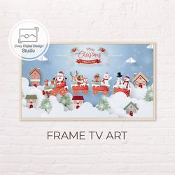 Samsung Frame TV Art | 4k Winter Christmas Snowy Santa Train Art for Frame TV | Digital Art Frame Tv | Cute Holiday Art
