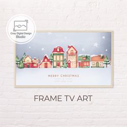Samsung Frame TV Art | 4k Snowy Winter Christmas Houses Art for Frame TV | Digital Art Frame Tv | Cute Holiday Christmas