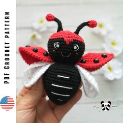 Crochet ladybug patern, amigurumi insect tutorial little ladybird, easy to follow PDF pattern by CrochetToysForKids