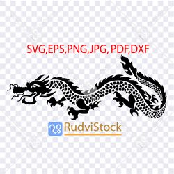 Tribal Svg. Dragon chinese tribal design stencil