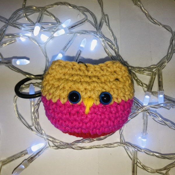 A Handcrocheted Keychain in The Form of A Multicolored Owl, which Will Be A Good Gift | Eyeletshop