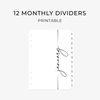 12 printable monthly planner dividers