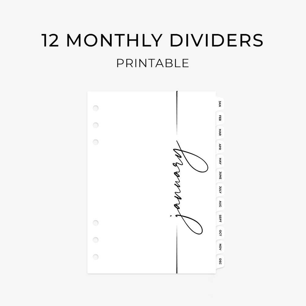 12 printable monthly planner dividers