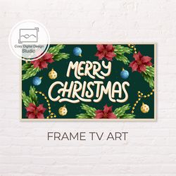 Samsung Frame TV Art | 4k Vintage Merry Christmas Flowers Art for Frame TV | Digital Art Frame Tv | Holiday Art Decor