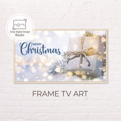 Samsung Frame TV Art | 4k Merry Christmas Gifts White Bokeh Lights Snow Art f | Digital Art Frame Tv | Holiday Art Decor