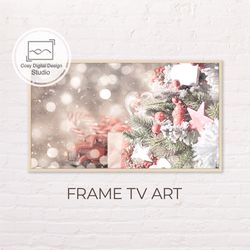 Samsung Frame TV Art | 4k Pink Christmas Tree Bokeh Lights Art for Frame Tv  | Digital Art Frame Tv | Holiday Art Decor