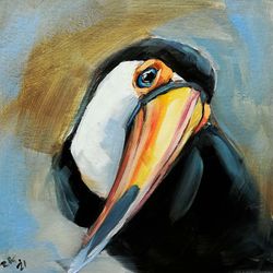 Toucan Painting Original Bird Art Tropical Animals Small Art MADE TO ORDER