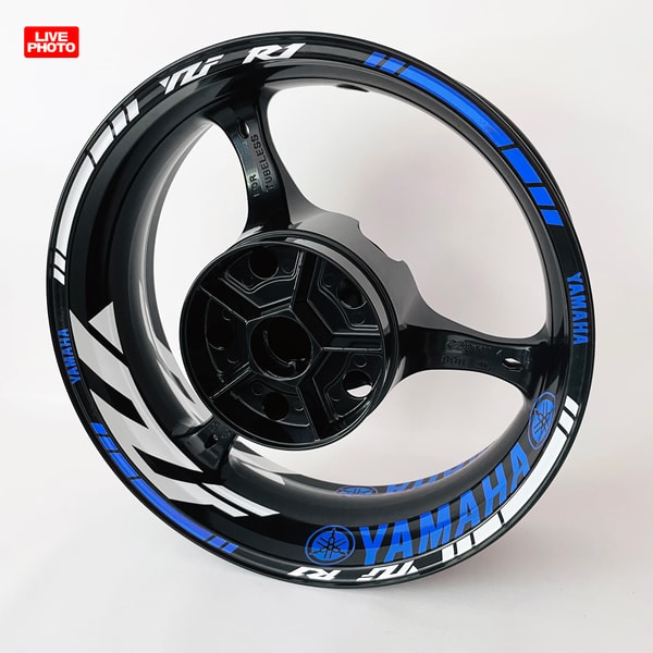 Stickered R1 Rims Yamaha R1 wheel stickers rim tape Yamaha YZF-R1 rim decal yz - Inspire ...