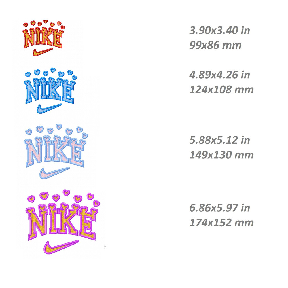 nike hearts heart love swoosh machine embroidery design