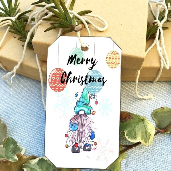 Printable Christmas gift tag Gnomes