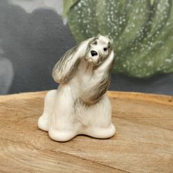 Porcelain figurine American Cocker Spaniel white/black statuette