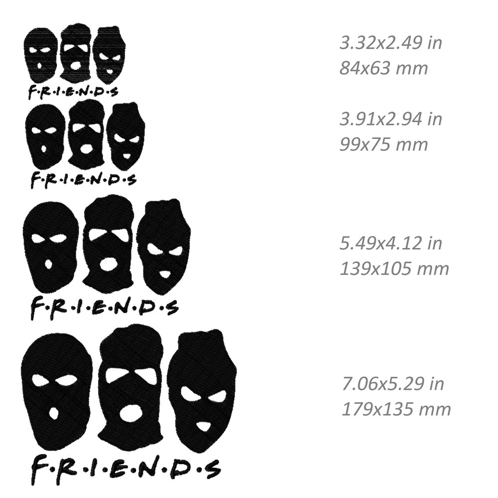 friends gangsters machine embroidery design