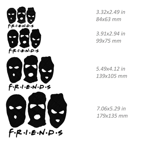 friends gangsters machine embroidery design