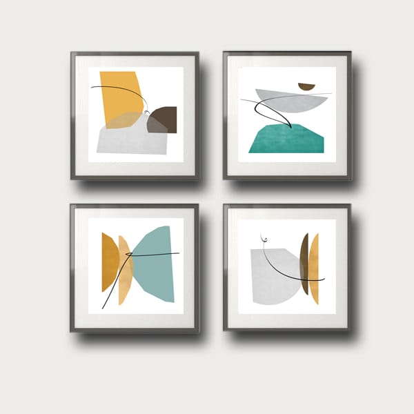 Geometric Print Shapes Art Set Of 4 Prints Digital Download - Inspire ...