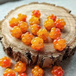 Cloudberry Beads. Polymer Clay Beads. Jewelry Beading. Berry Charms.