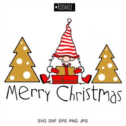 christmas gnome with trees svg, new year clipart vector, merry christmas shirt design