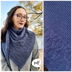 Cosy Asymmetrical Shawl Knitting Pattern Knit awesome shawl with textured and mini cables stitches