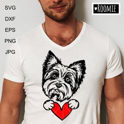 Yorkshire terrier with heart SVG, Love Yorkie, Yorkie mom dad card Shirt, Dog svg, Cut file Cricut Dog Vinyl Laser /86