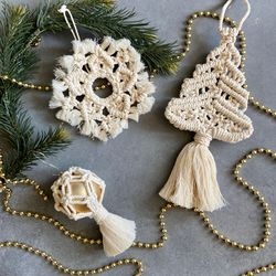 Macrame Christmas ornament, Christmas Tree Ball pdf pattern, Macrame Snowflake, Macrame Christmas Tree decoration DIY