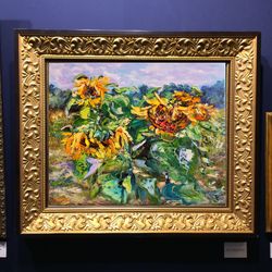 Oil Painting Field Sunflowers Landscape Impasto Original Artist Svinar Oksana