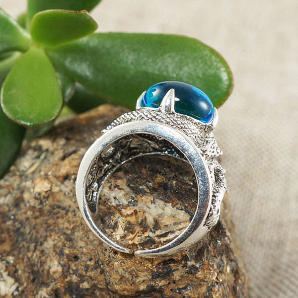 silver-snake-snakes-ring-clear-blue-glass-blue-stone-adjustable-free-size-unisex-ring-for-woman-for-man