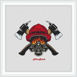 Cross stitch pattern Firefighter Fireman Fire fighter Axes Profession Lifeguard Protection counted crossstitch patterns