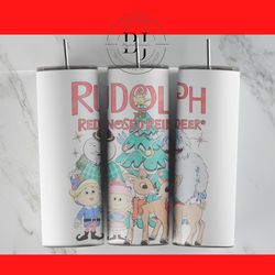 Rudolph red nosed reindeer 20oz & 30oz Skinny Tumbler, for Sublimation, Tumbler Wrap, PNG Instant Digital Download