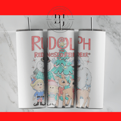 rudolph red nosed reindeer 20oz & 30oz skinny tumbler, for sublimation, tumbler wrap, png instant digital download